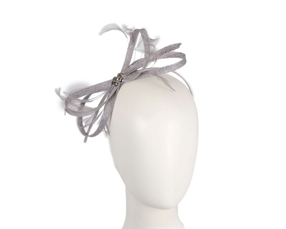 Grey sinamay loops and feathers fascinator - Hats From OZ UK