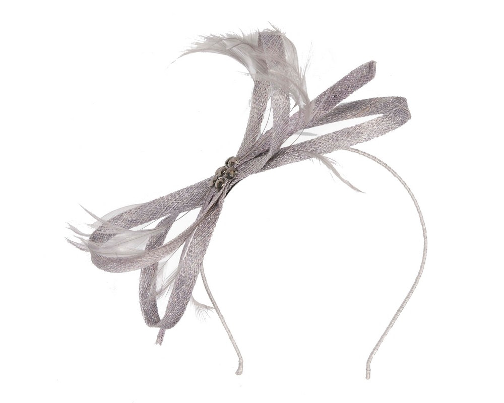 Grey sinamay loops and feathers fascinator - Hats From OZ UK Grey sinamay loops and feathers fascinator - Image 2