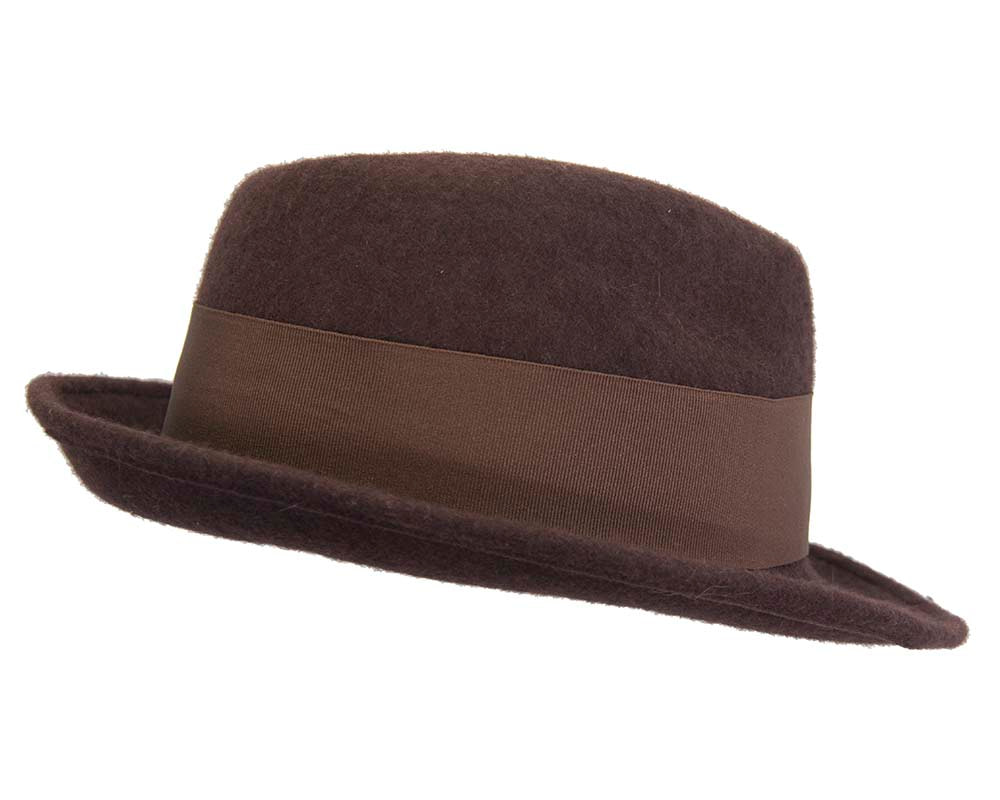 Chocolate mohair rabbit fur unisex fedora hat - Hats From OZ UK Chocolate mohair rabbit fur unisex fedora hat - Image 3