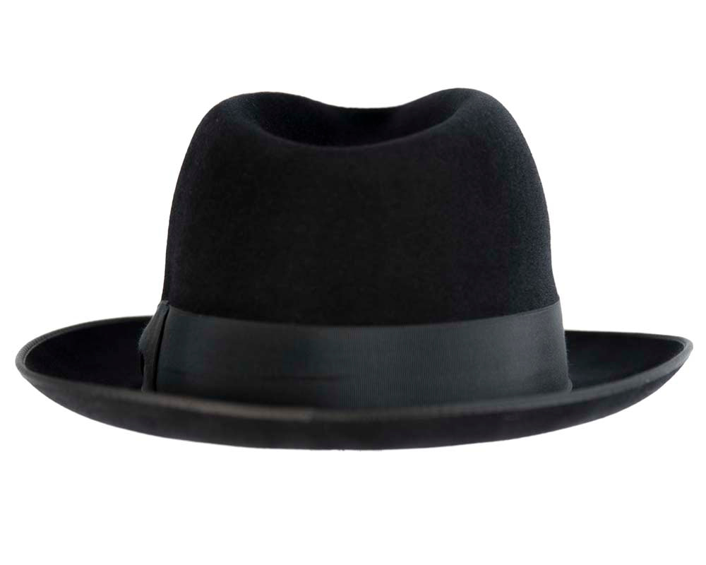 Black rabbit fur wide brim fedora hat - Hats From OZ UK Black rabbit fur wide brim fedora hat - Image 6