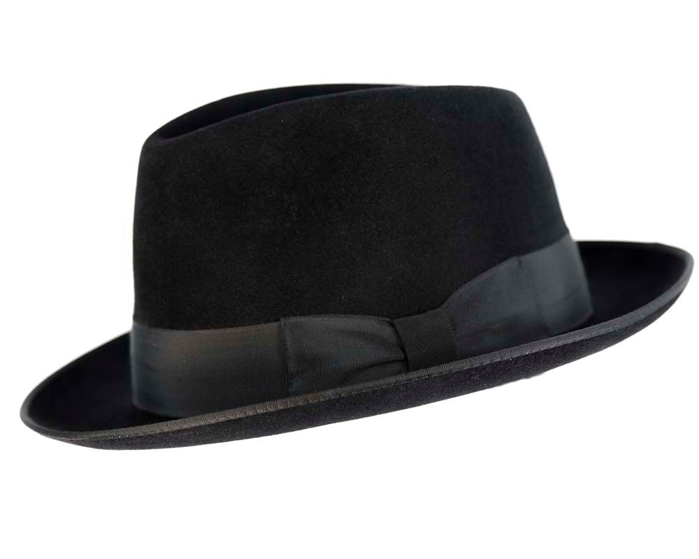 Black rabbit fur wide brim fedora hat - Hats From OZ UK Black rabbit fur wide brim fedora hat - Image 2