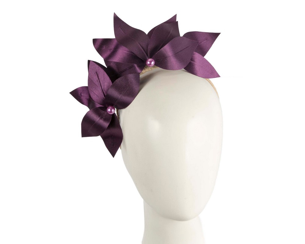 Bespoke dark purple flower headband by BELIEVERA - Hats From OZ UK | V02DPR Bespoke dark purple flower headband by BELIEVERA - Hats From OZ UK
