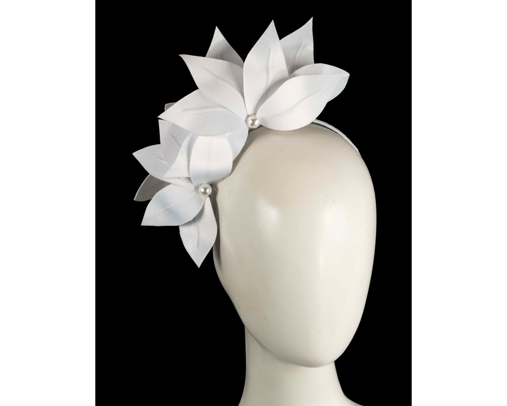 Bespoke white flower headband by BELIEVERA - Hats From OZ UK