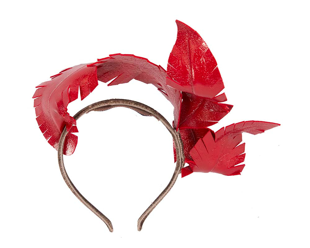 Bespoke red leather fascinator by BELIEVERA - Hats From OZ UK Bespoke red leather fascinator by BELIEVERA - Image 4