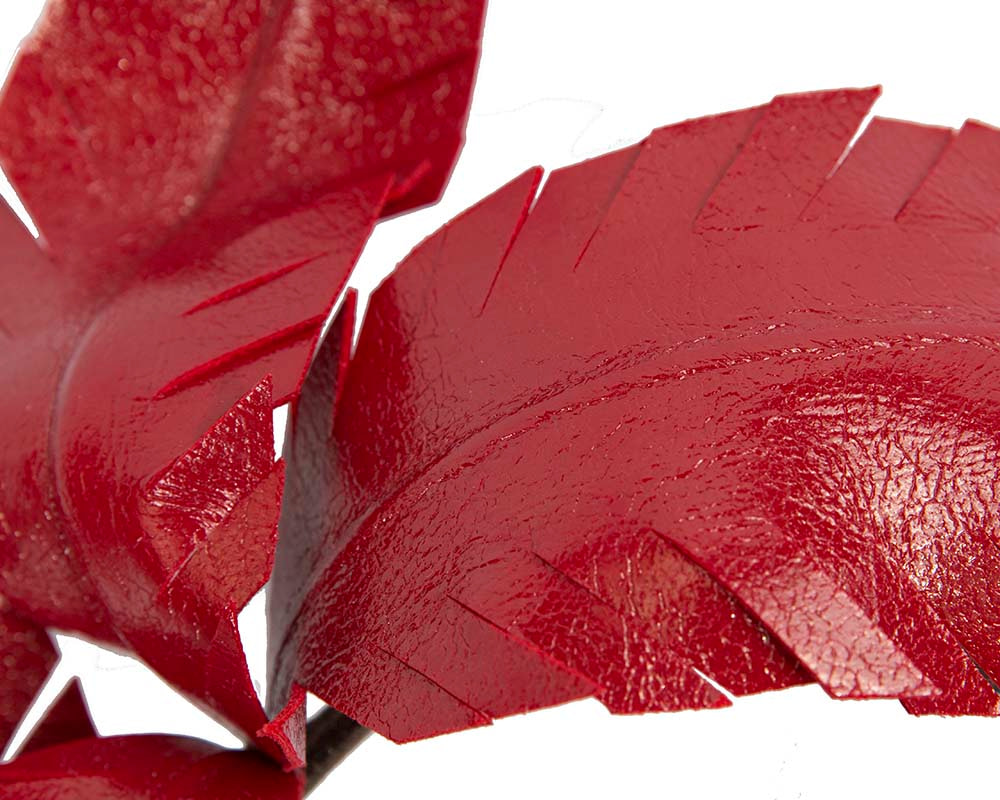 Bespoke red leather fascinator by BELIEVERA - Hats From OZ UK Bespoke red leather fascinator by BELIEVERA - Image 3