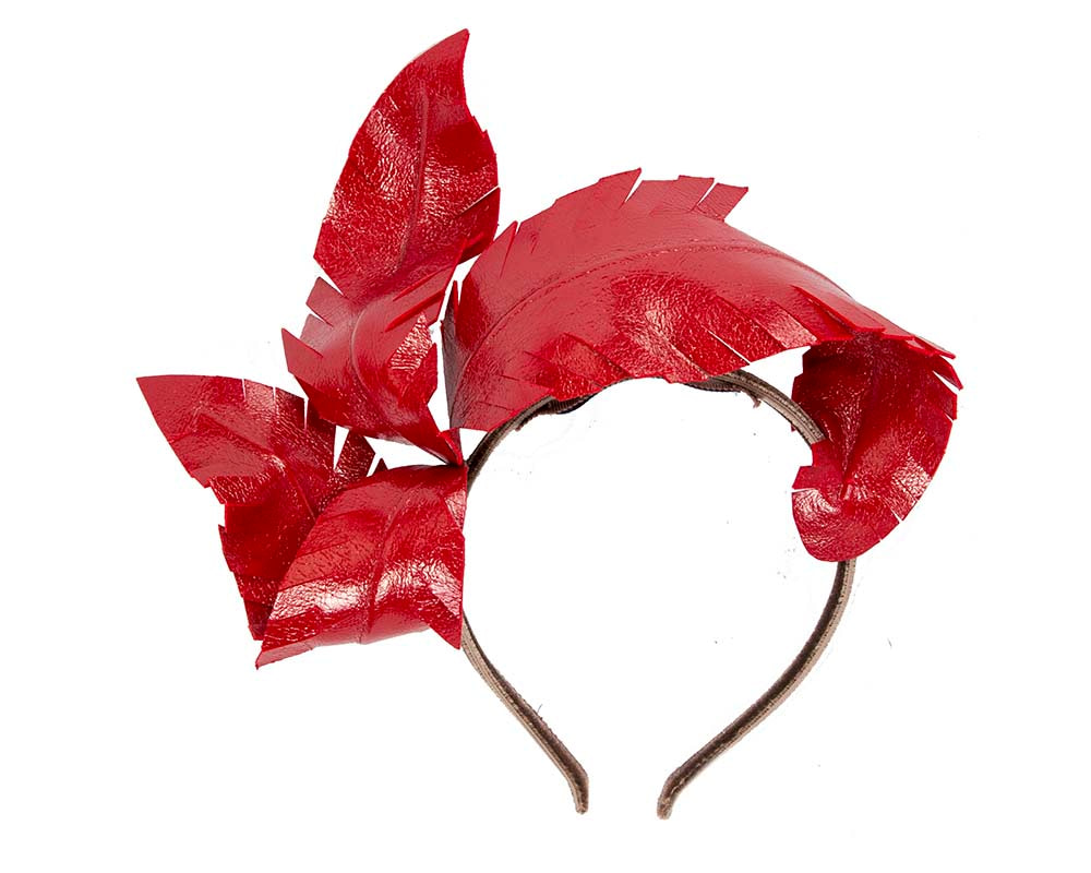 Bespoke red leather fascinator by BELIEVERA - Hats From OZ UK Bespoke red leather fascinator by BELIEVERA - Image 2