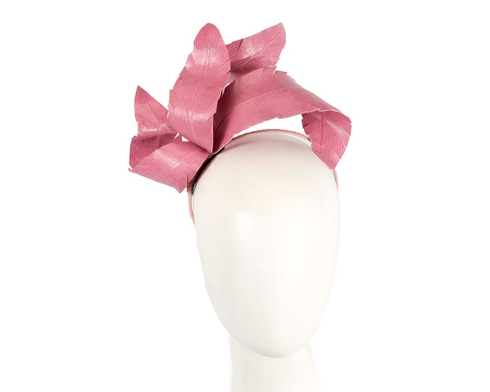 Bespoke dusty pink leather fascinator by BELIEVERA - Hats From OZ UK | V14DP Bespoke dusty pink leather fascinator by BELIEVERA - Hats From OZ UK