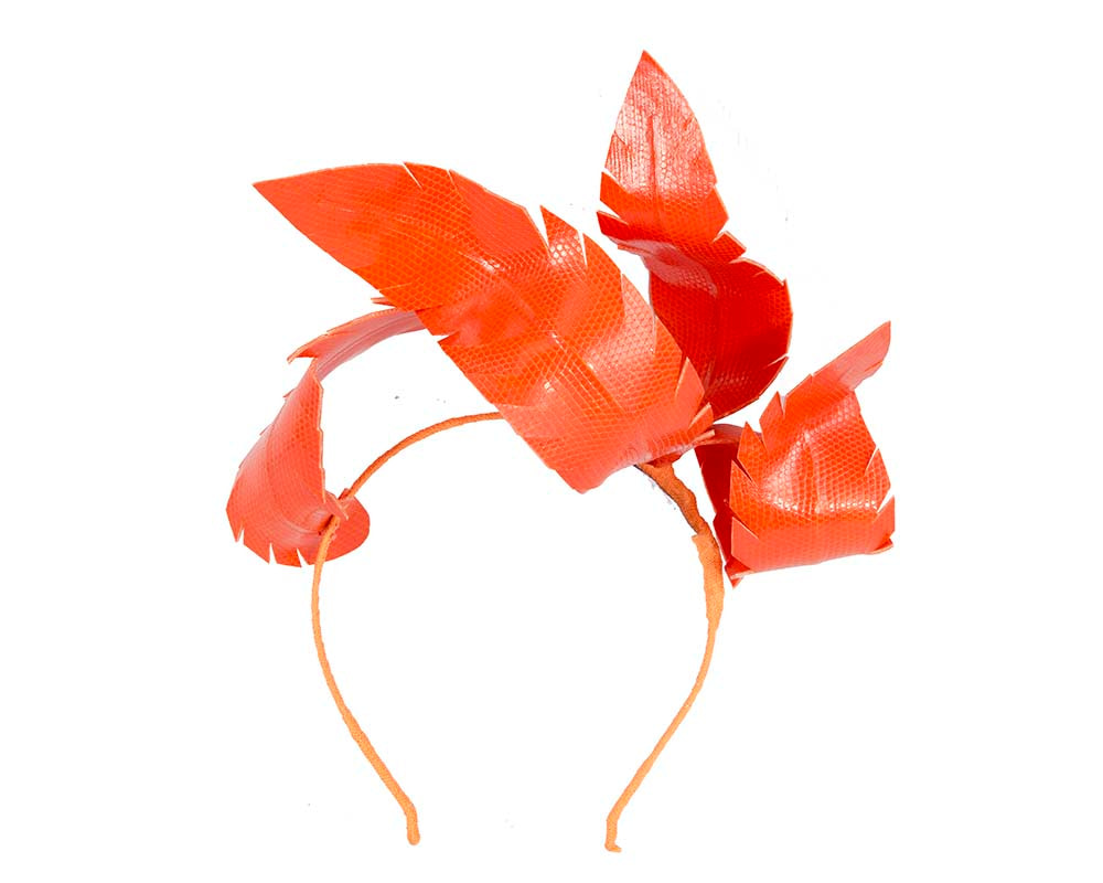 Bespoke orange leather fascinator by BELIEVERA - Image 4