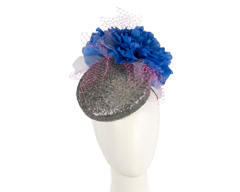 Bespoke Silver & Blue fascinator by BELIEVERA - Hats From OZ UK
