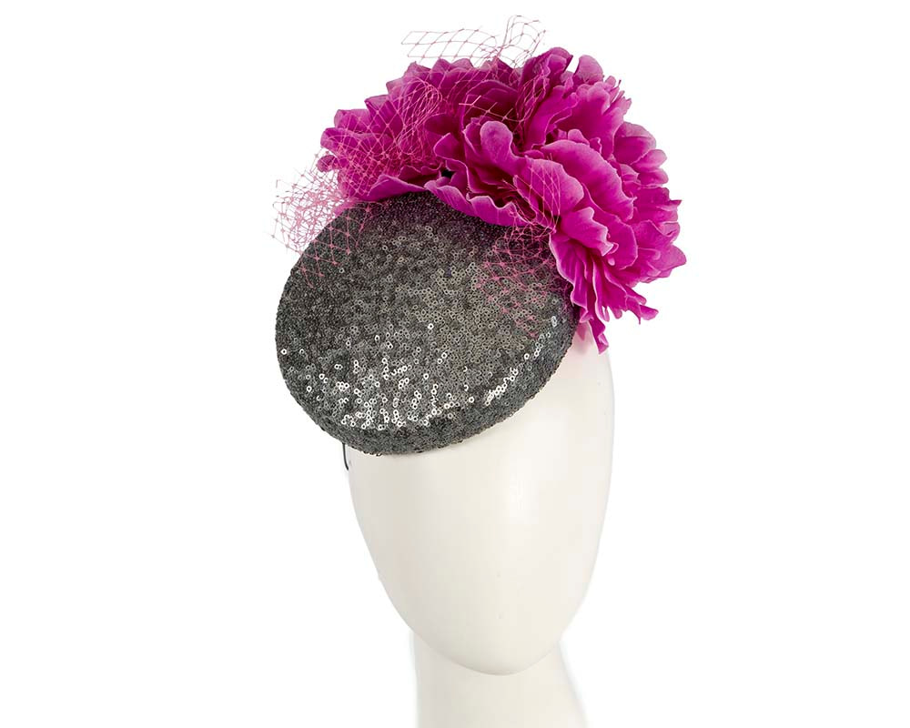 Bespoke Silver & Fuchsia fascinator by BELIEVERA - Hats From OZ UK
