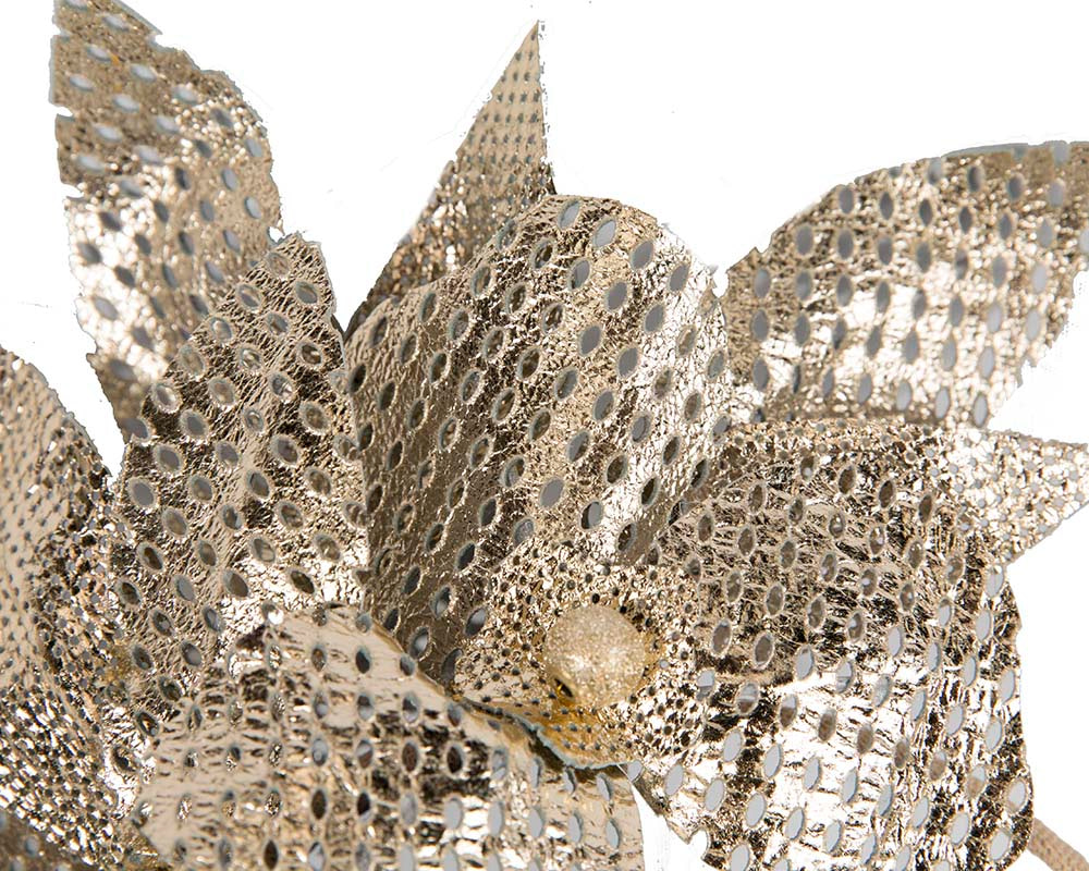 Metallic gold leather fascinator by BELIEVERA - Hats From OZ UK Metallic gold leather fascinator by BELIEVERA - Image 3