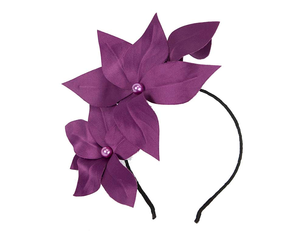 Bespoke purple flower headband by BELIEVERA - Hats From OZ UK Bespoke purple flower headband by BELIEVERA - Image 2