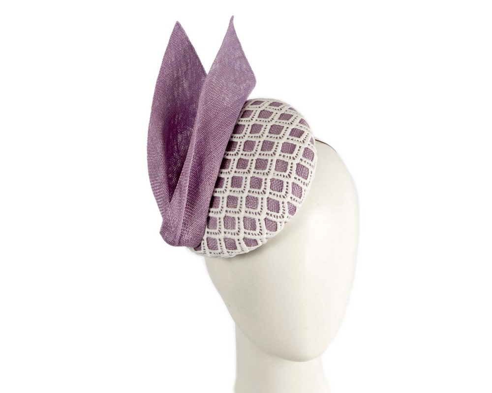 Lilac and white pillbox fascinator by BELIEVERA - Hats From OZ UK | V20LI Lilac and white pillbox fascinator by BELIEVERA - Hats From OZ UK