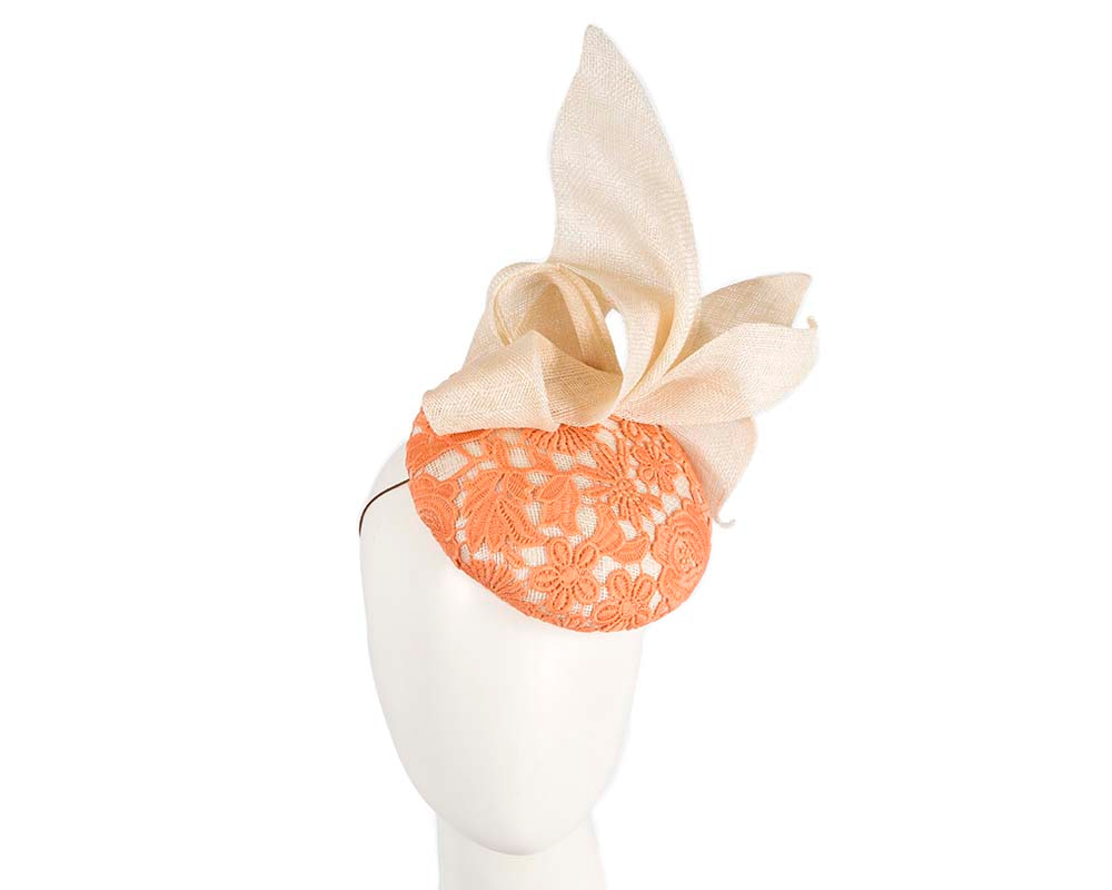 Cream and Orange pillbox fascinator by BELIEVERA - Hats From OZ UK Cream and Orange pillbox fascinator by BELIEVERA