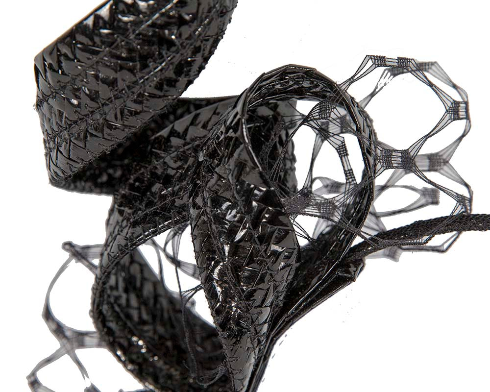 Black leather racing fascinator by BELIEVERA - Hats From OZ UK Black leather racing fascinator by BELIEVERA - Image 3