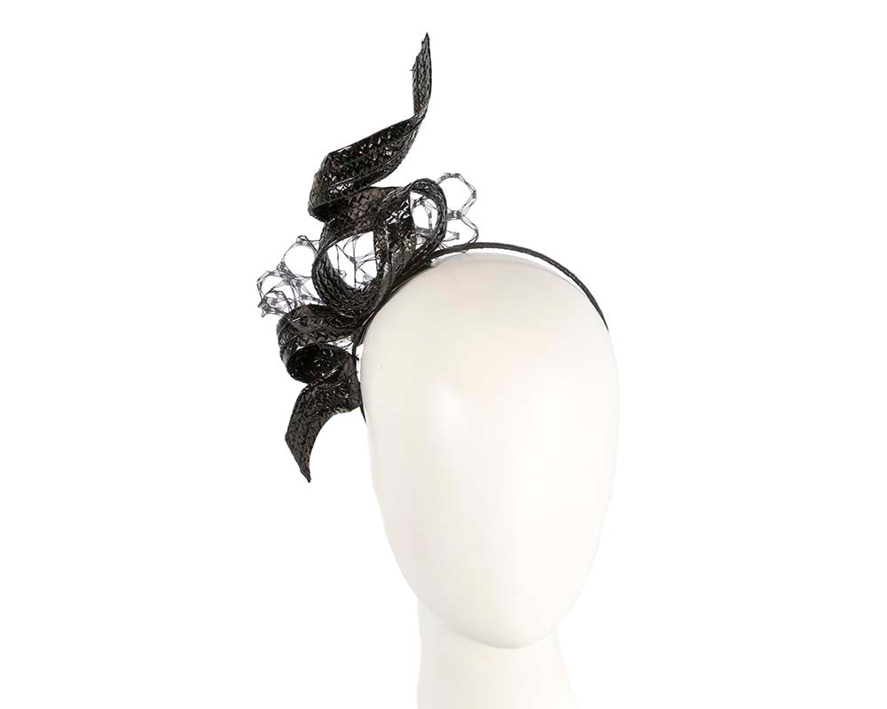 Black leather racing fascinator by BELIEVERA - Hats From OZ UK