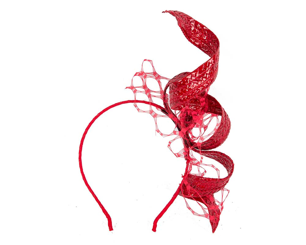 Red leather racing fascinator by BELIEVERA - Hats From OZ UK Red leather racing fascinator by BELIEVERA - Image 4