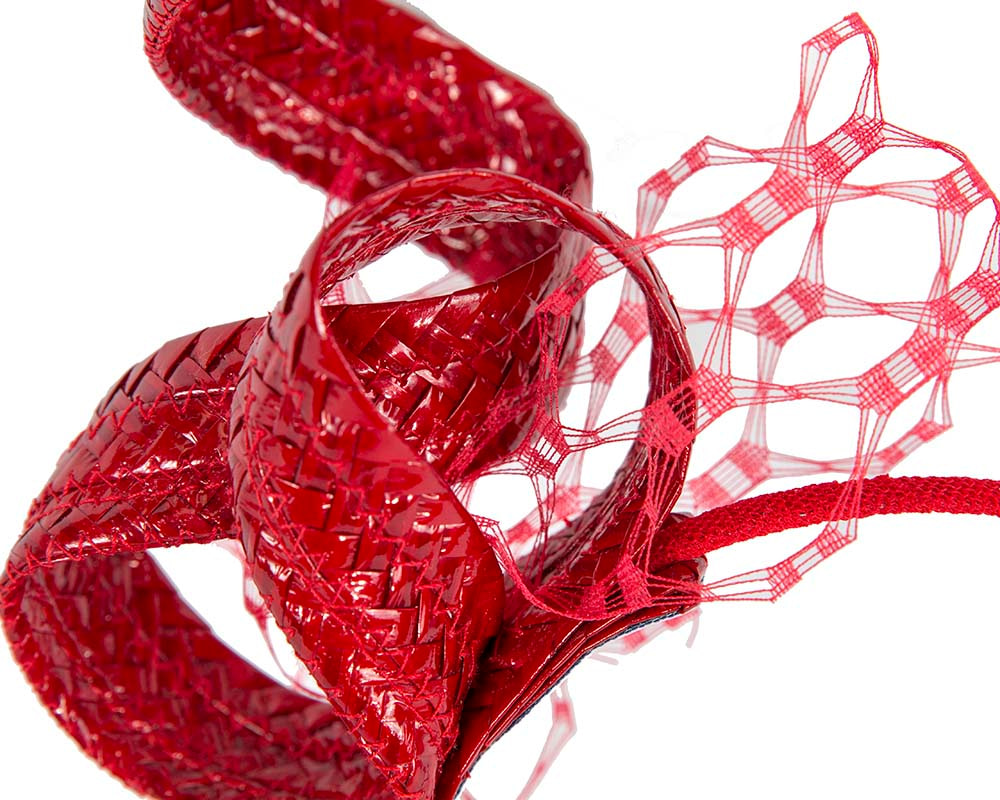 Red leather racing fascinator by BELIEVERA - Hats From OZ UK Red leather racing fascinator by BELIEVERA - Image 3