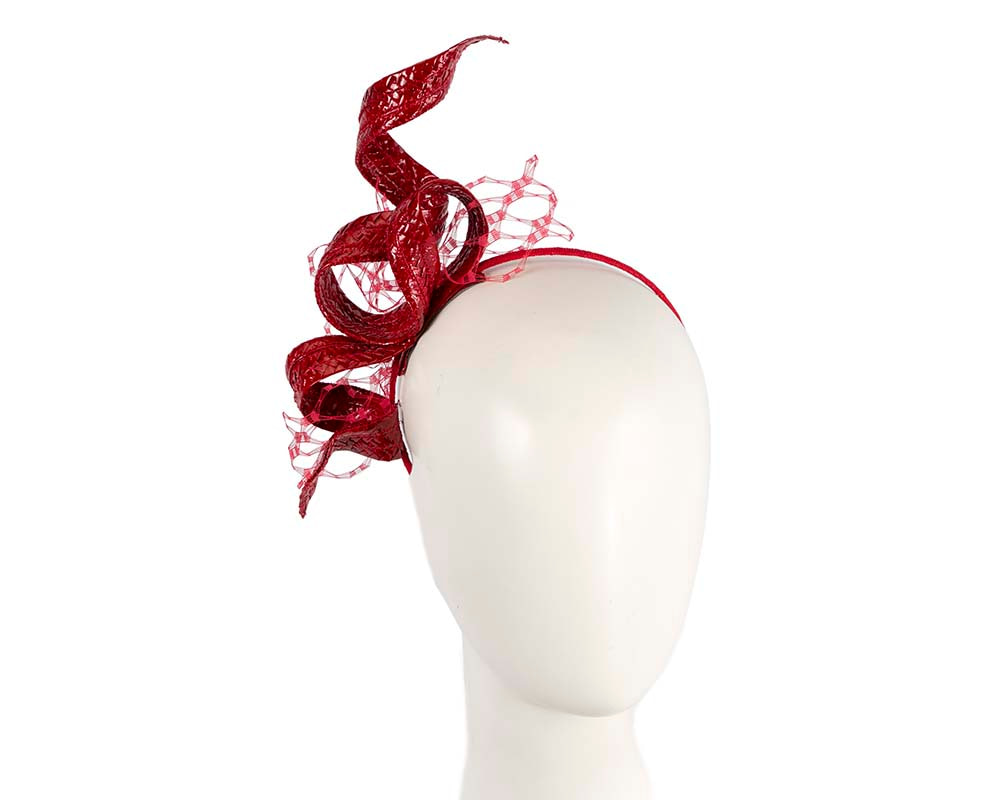 Red leather racing fascinator by BELIEVERA - Hats From OZ UK Red leather racing fascinator by BELIEVERA