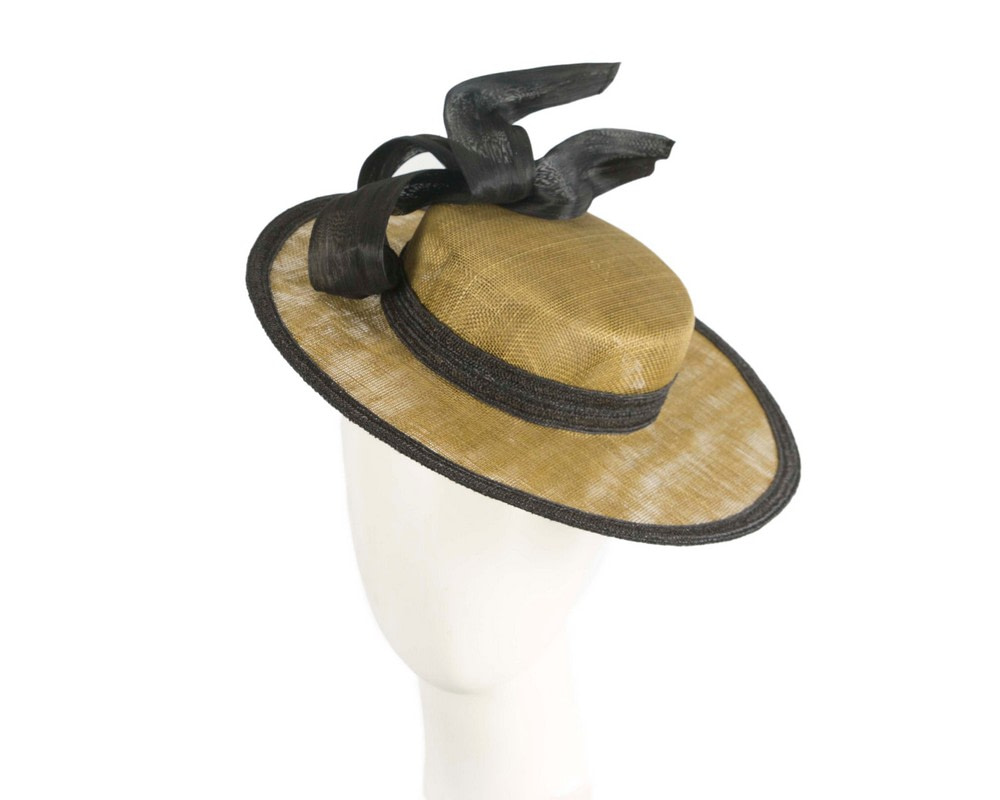 Exclusive olive & black straw boater hat by Believera - Hats From OZ UK
