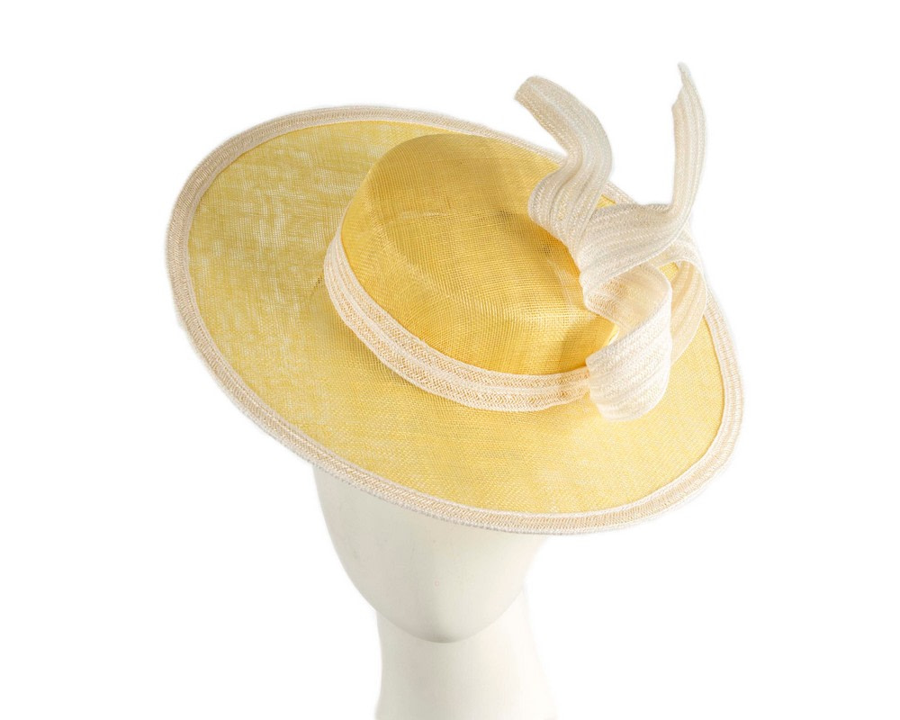 Exclusive yellow & cream straw boater hat by Believera - Hats From OZ UK
