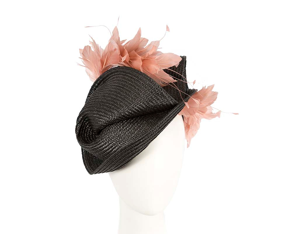 Bespoke black & dusty pink fascinator by BELIEVERA - Hats From OZ UK | V08BDP Bespoke black & dusty pink fascinator by BELIEVERA - Hats From OZ UK
