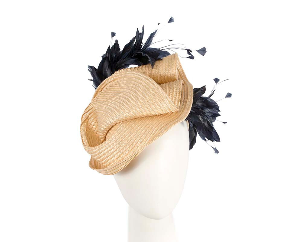 Bespoke nude & navy fascinator by BELIEVERA - Hats From OZ UK | V08NUN Bespoke nude & navy fascinator by BELIEVERA - Hats From OZ UK