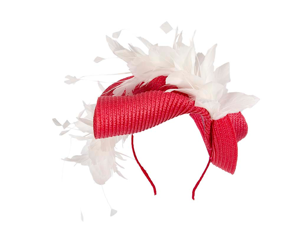 Bespoke red & white fascinator by BELIEVERA - Hats From OZ UK Bespoke red & white fascinator by BELIEVERA - Image 4