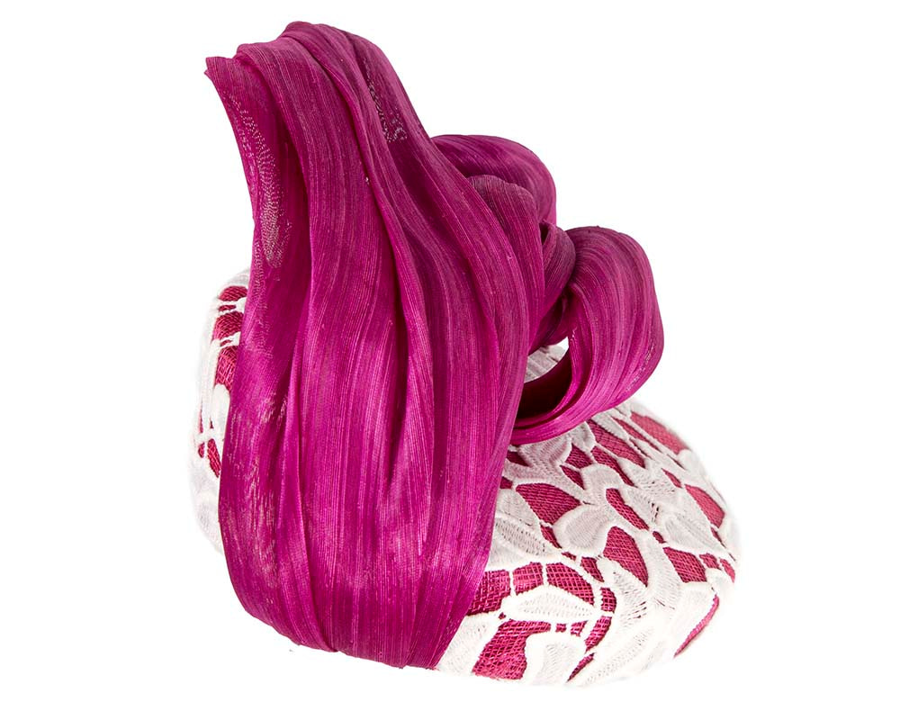 Magenta & white lace pillbox fascinator by BELIEVERA - Hats From OZ UK Magenta & white lace pillbox fascinator by BELIEVERA - Image 3