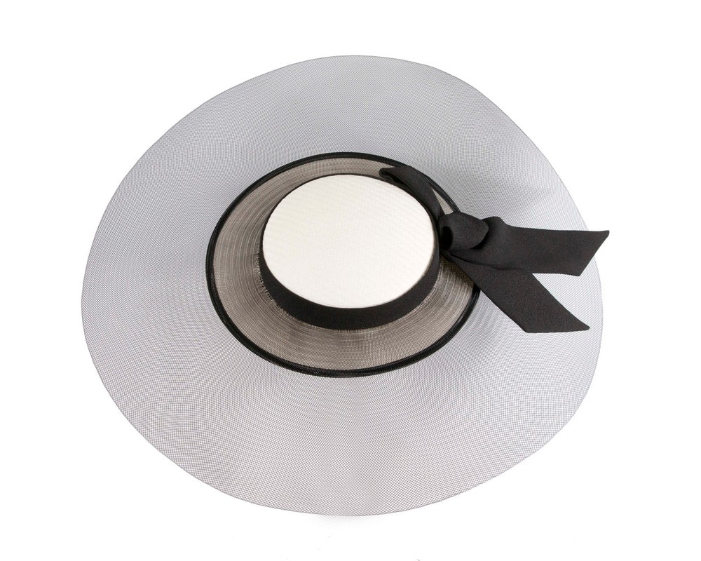 Bespoke white & black wide brim boater hat - Hats From OZ UK Bespoke white & black wide brim boater hat - Image 3