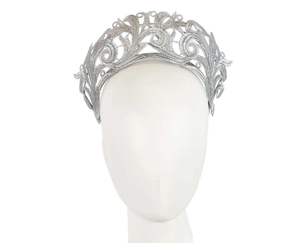 Modern silver crown racing fascinator by Max Alexander - Hats From OZ