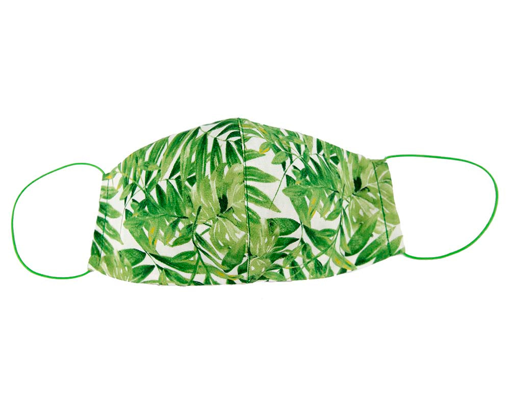 Comfortable re-usable cotton face mask green leafs - Hats From OZ