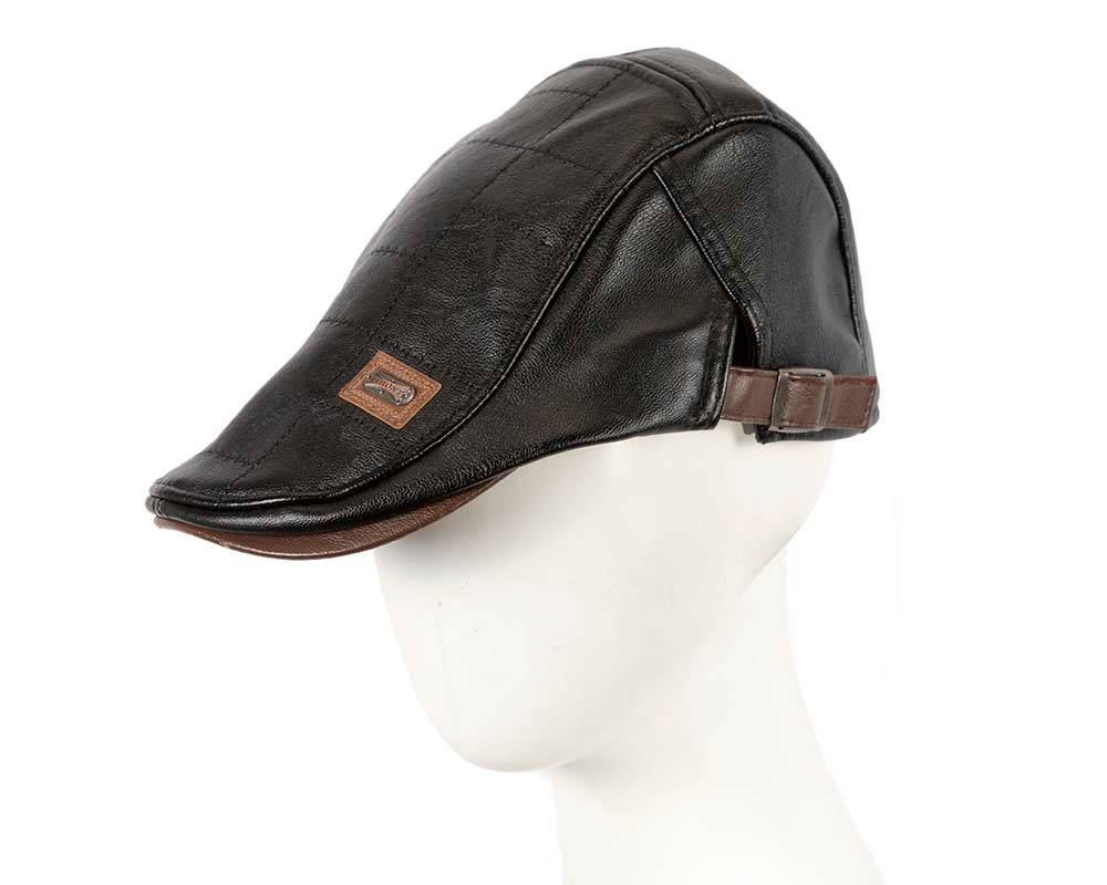 Black leather flat cap by Max Alexander M134 - Hats From OZ