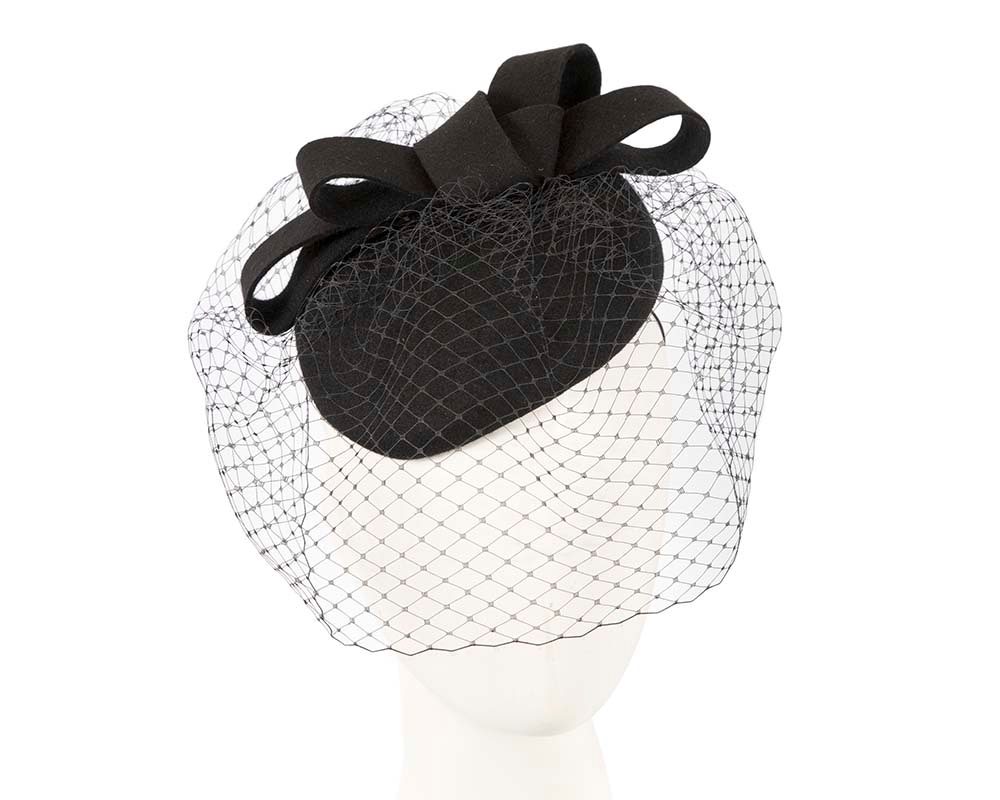 Black pillbox hat with face veil J408 - Hats From OZ