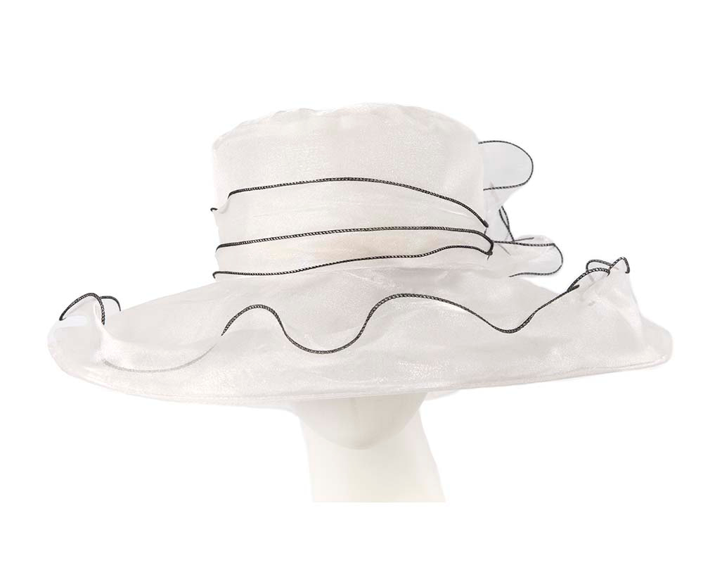 Large White Organza Racing Hat SP505 - Hats From OZ