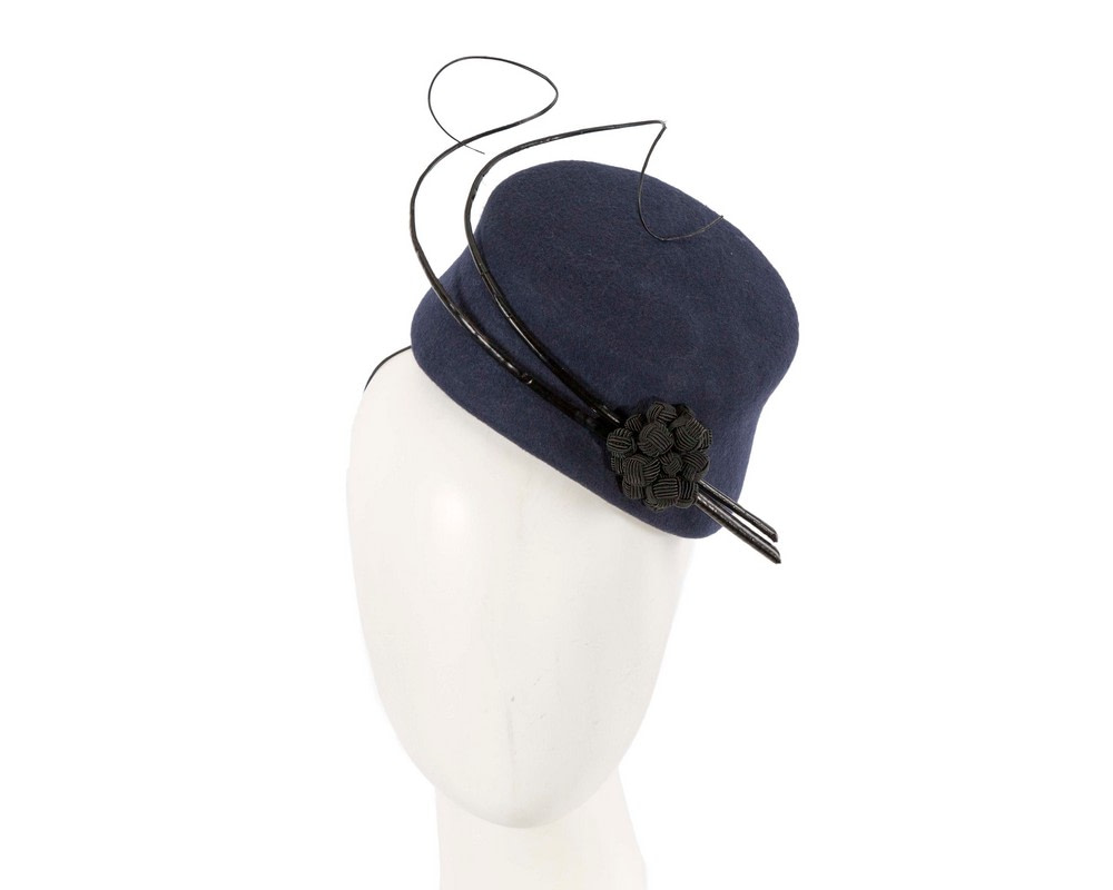 Bespoke navy winter racing fascinator by Fillies Collection F675 - Hats From OZ