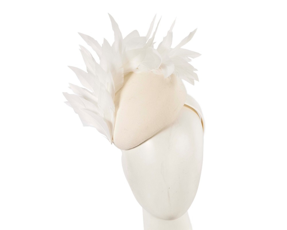 Cream feather winter facing fascinator - Hats From OZ