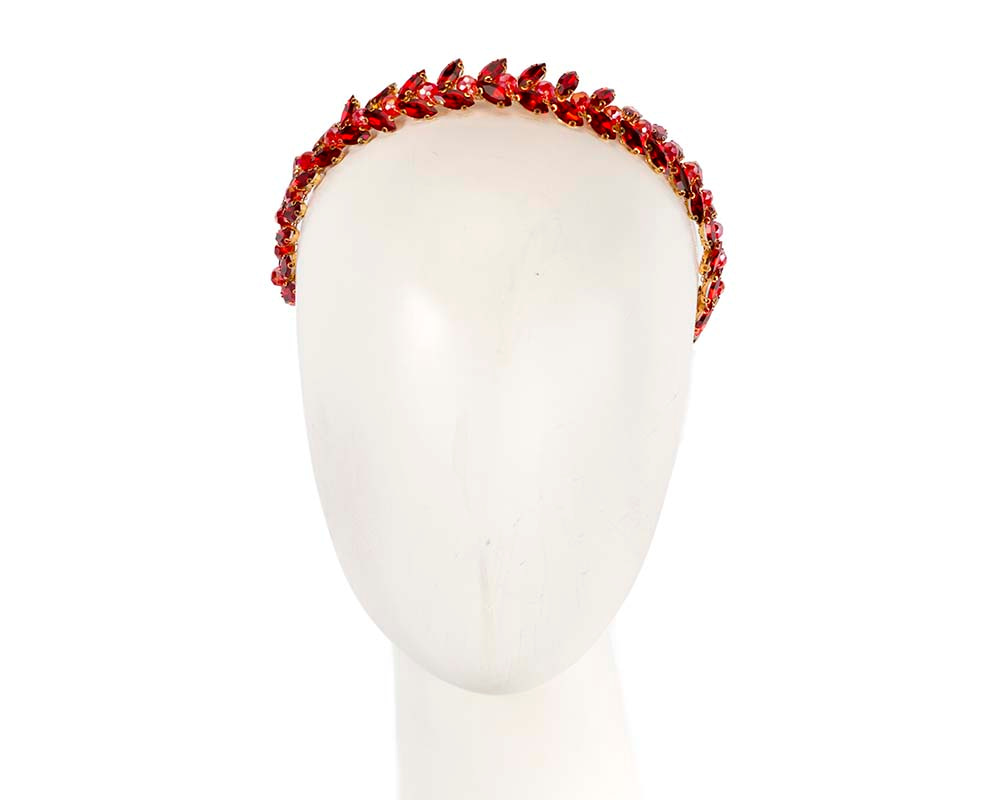 Petite red crystal headband fascinator CU447 - Hats From OZ