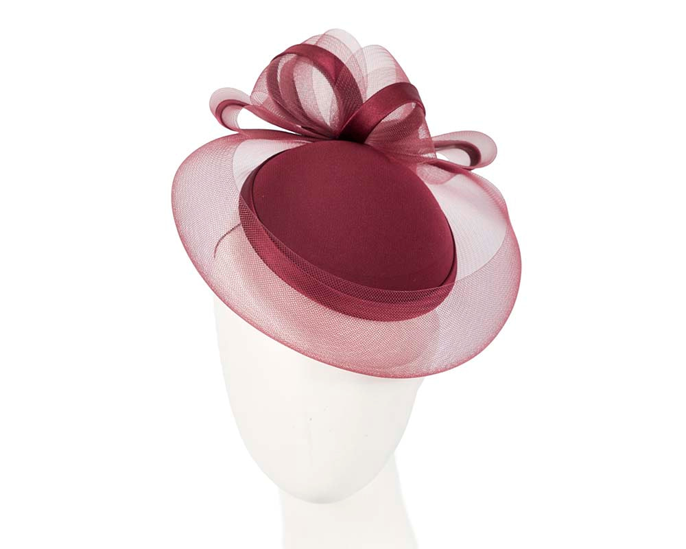 Burgundy custom made cocktail pillbox hat - Hats From OZ