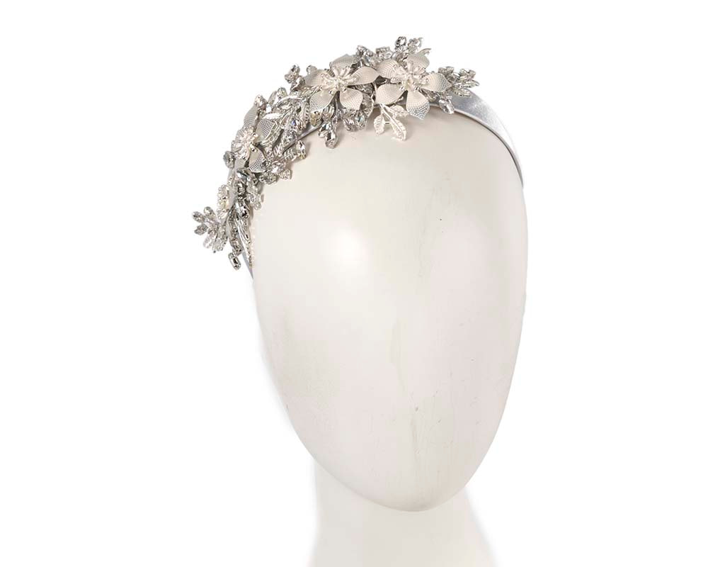 Silver crystals fascinator headband by Cupids Millinery CU523 - Hats From OZ