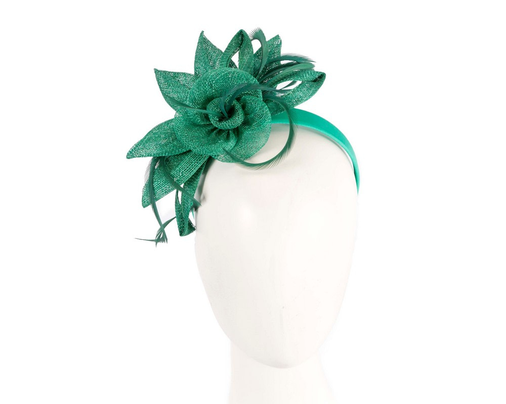 Green sinamay flower fascinator by Max Alexander - Hats From OZ