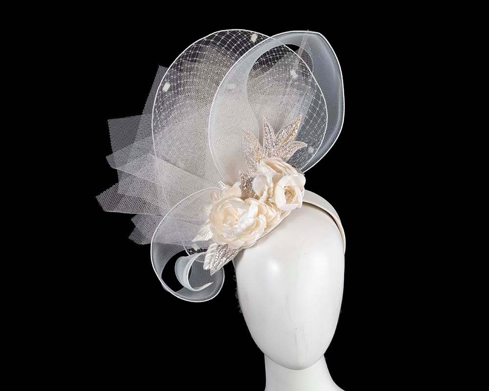 Bespoke cream fascinator by Cupids Millinery CU569 - Hats From OZ