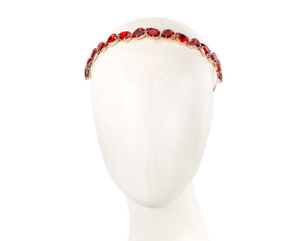 Petite red crystal headband fascinator CU576 - Hats From OZ