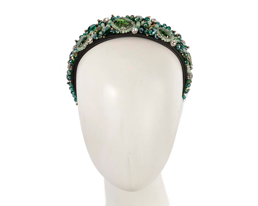Crystal covered fascinator headband by Cupids Millinery CU433GR - Hats From OZ