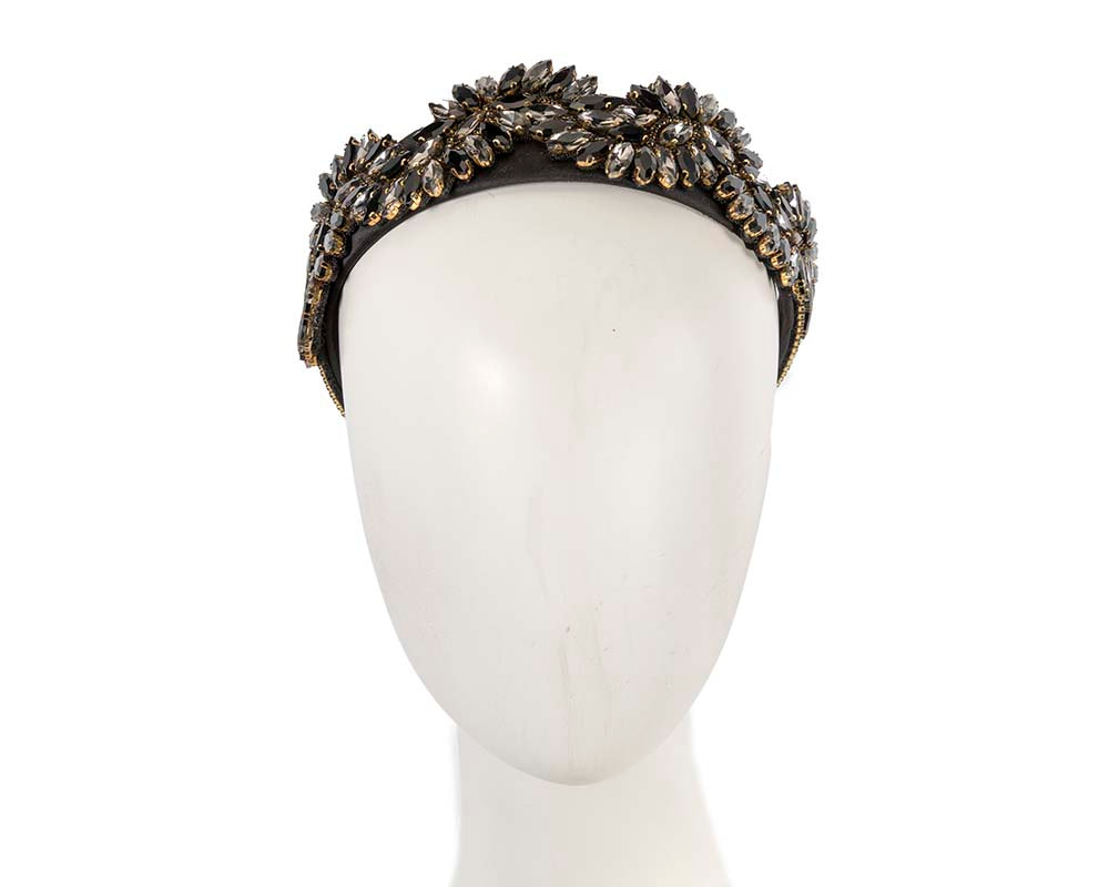 Black crystal headband by Cupids Millinery CU582 - Hats From OZ