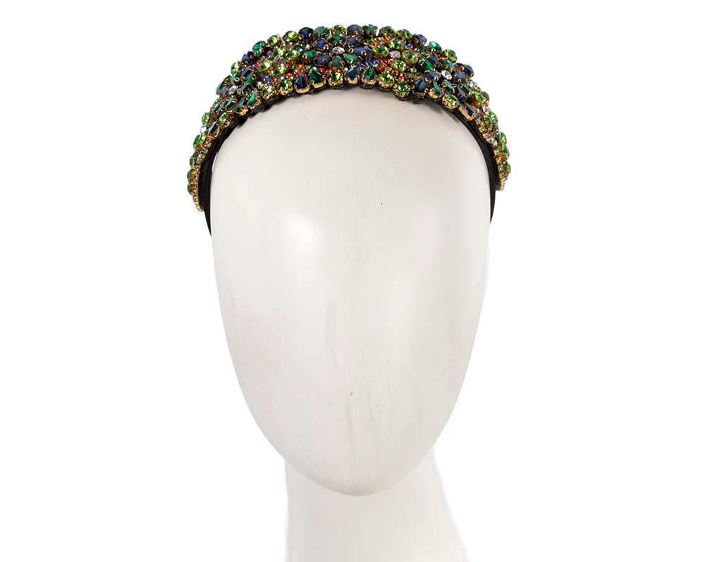 Green crystal headband by Cupids Millinery CU584 - Hats From OZ