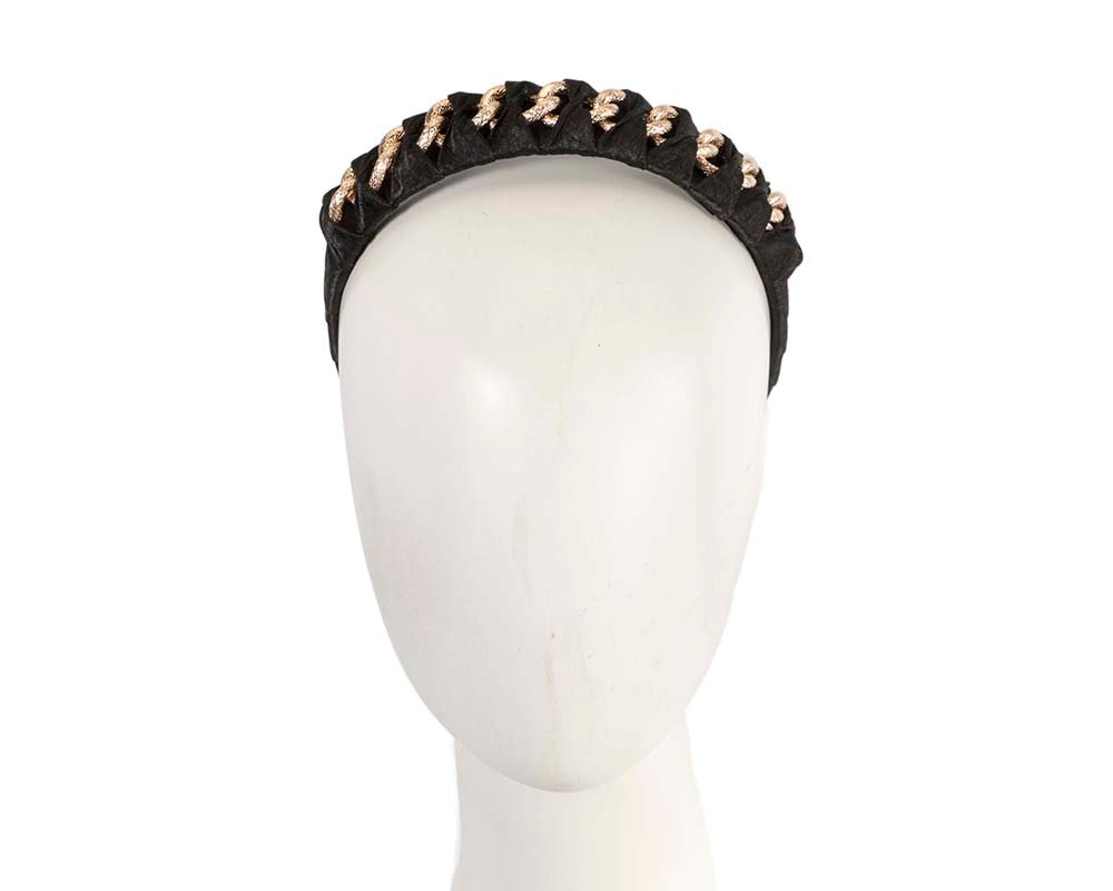Black and gold fascinator headband - Hats From OZ