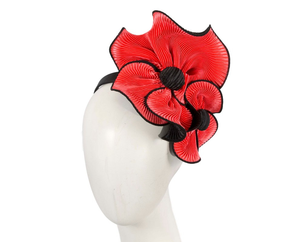 Coral & black racing fascinator by Max Alexander - Hats From OZ