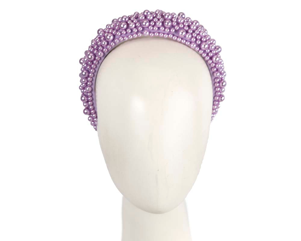 Lilac pearl fascinator headband by Cupids Millinery CU430 - Hats From OZ