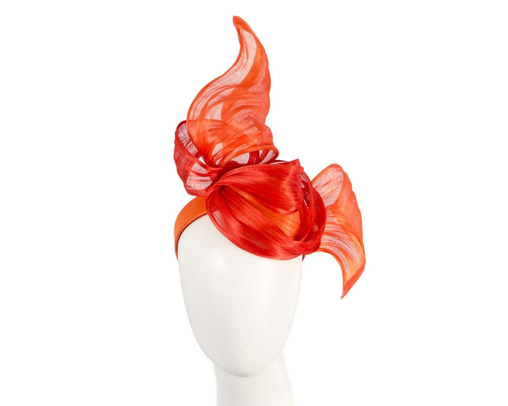 Bespoke orange silk abaca fascinator by Fillies Collection - Hats From OZ